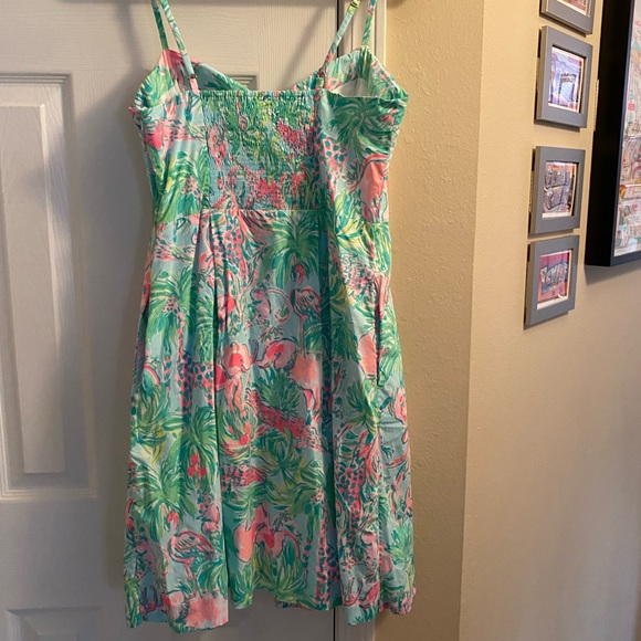 Like New Lily Pulitzer Pink and Green Patterned Mini Sundress - Size 8 - Picture 2 of 7